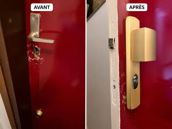 Installation d'une poignée blindée haute sécurité