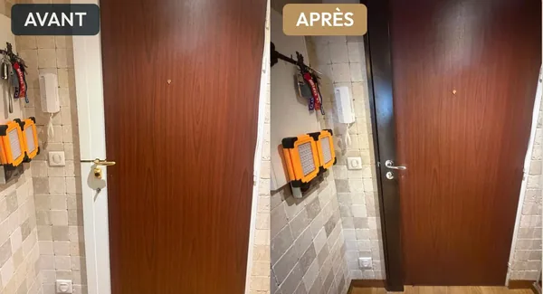 Remplacement d'une serrure carénée, avant et après